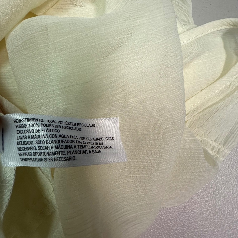 A New Day Cream Smocked Sleeveless Maxi Dress Tiered Chiffon Recycled Poly L NWT - Picture 6 of 6
